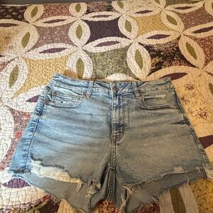 American Eagle Outfitters Light Blue Distressed Jean Shorts